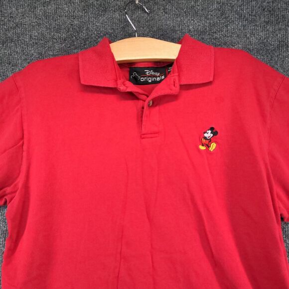 Disney Originals Mens Short Sleeve Polo Shirt Red Size Small Mickey Mouse Logo - Picture 7 of 12